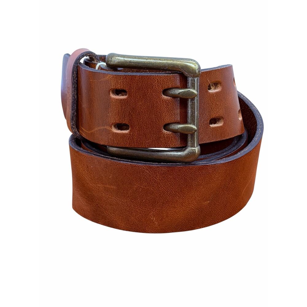 GAP Double Prong Belt Thick Leather Men’s 40 Brown‎ Casual Classic Rustic Rugged
